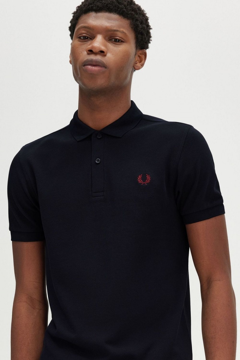 Fred Perry M6000 Men's Shirt Navy Burnt Red | RZSQW2135