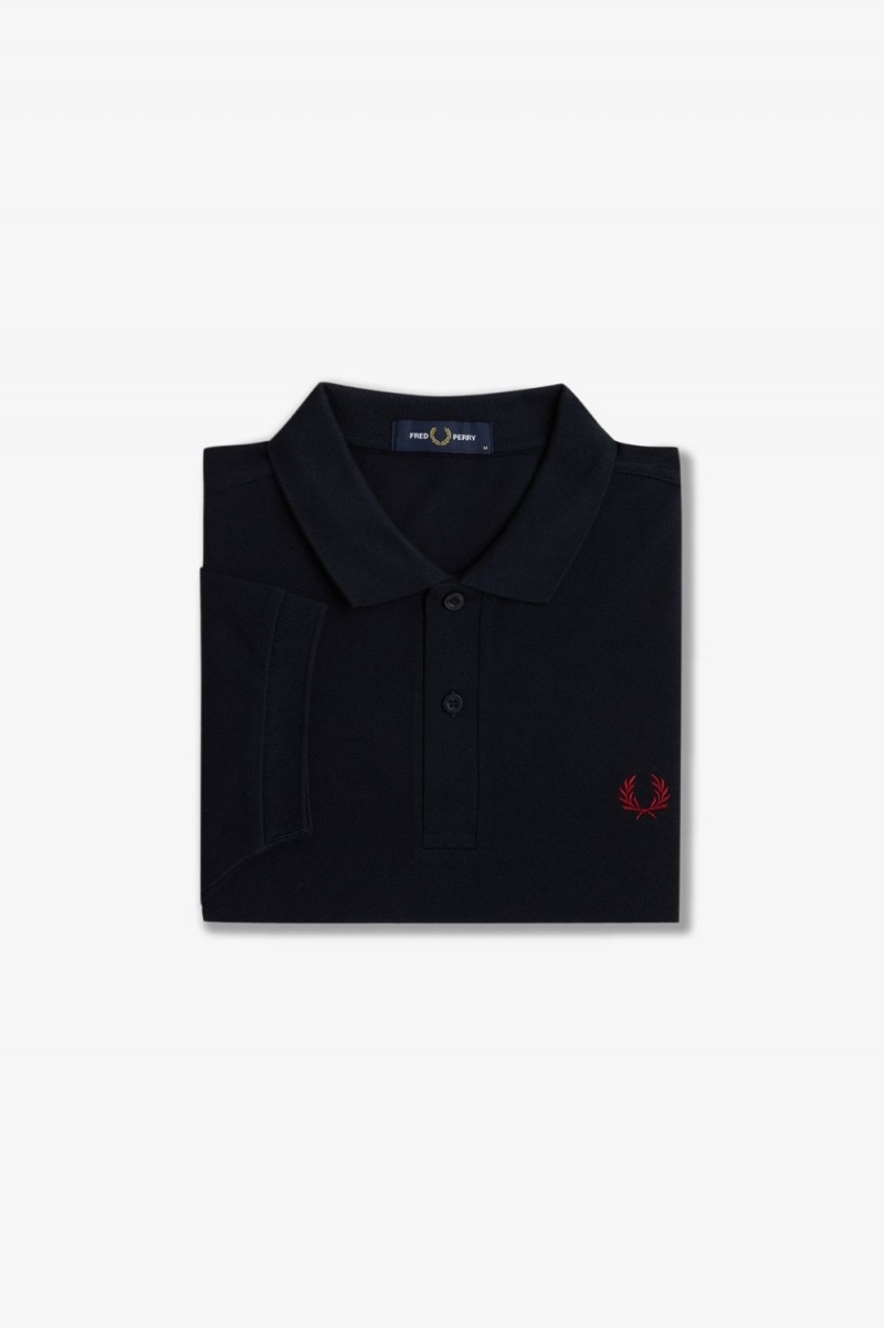 Fred Perry M6000 Men's Shirt Navy Burnt Red | RZSQW2135