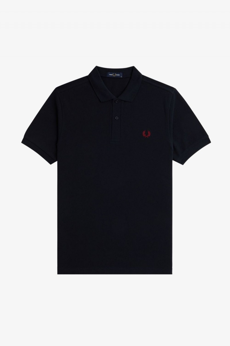 Fred Perry M6000 Men's Shirt Navy Burnt Red | RZSQW2135