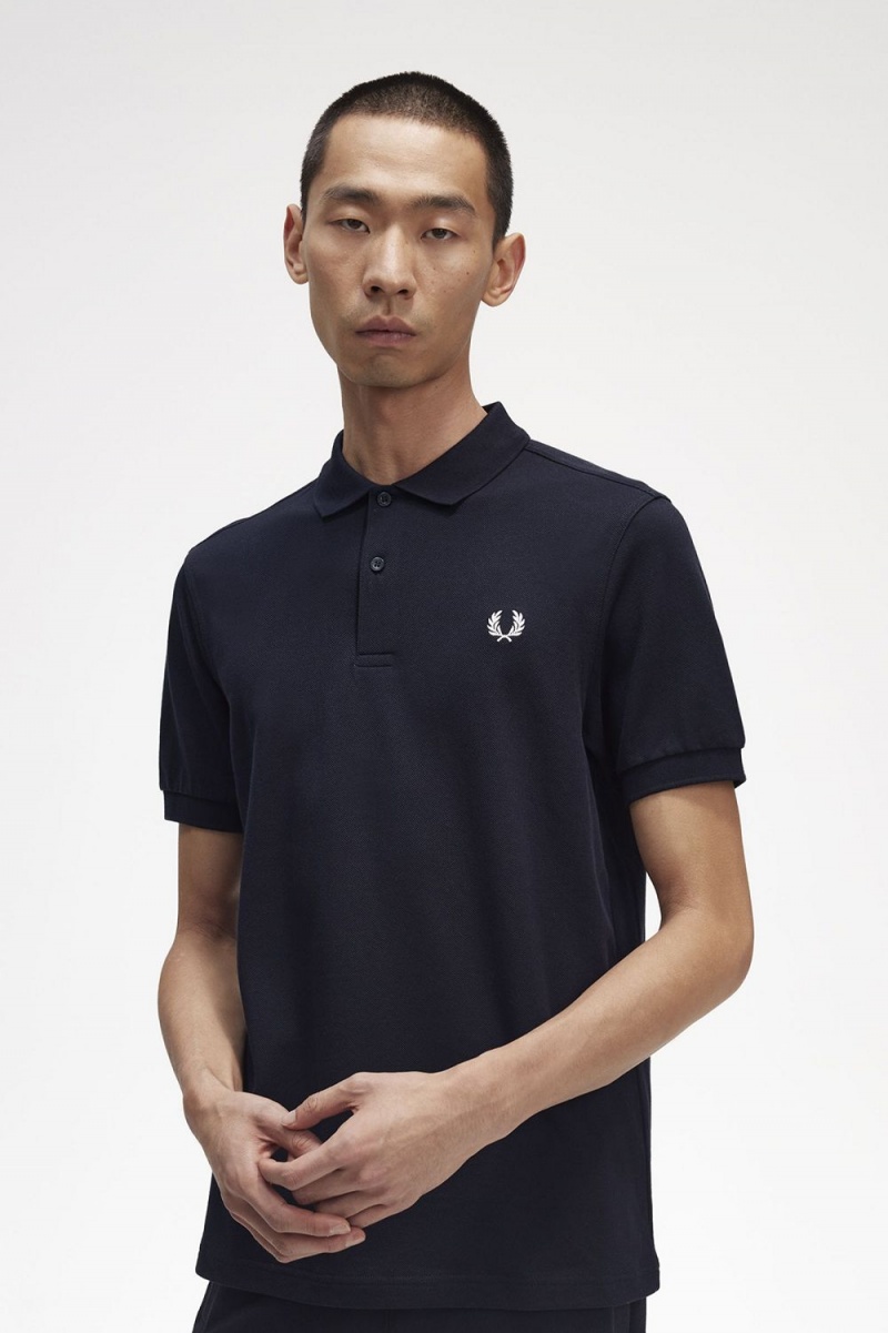 Fred Perry M6000 Men's Shirt Navy Snow White | WPVRF3872