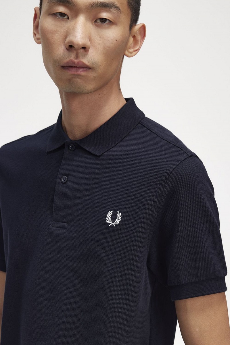 Fred Perry M6000 Men's Shirt Navy Snow White | WPVRF3872