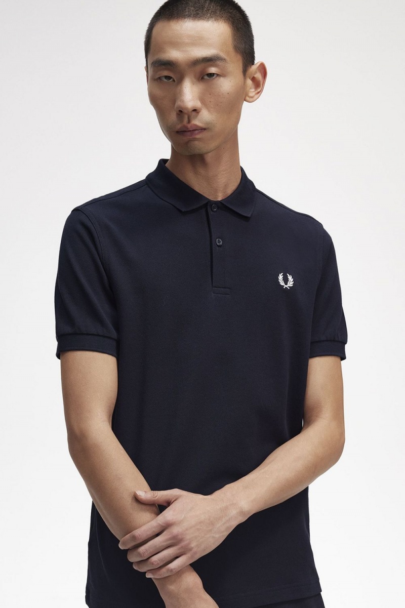 Fred Perry M6000 Men's Shirt Navy Snow White | WPVRF3872