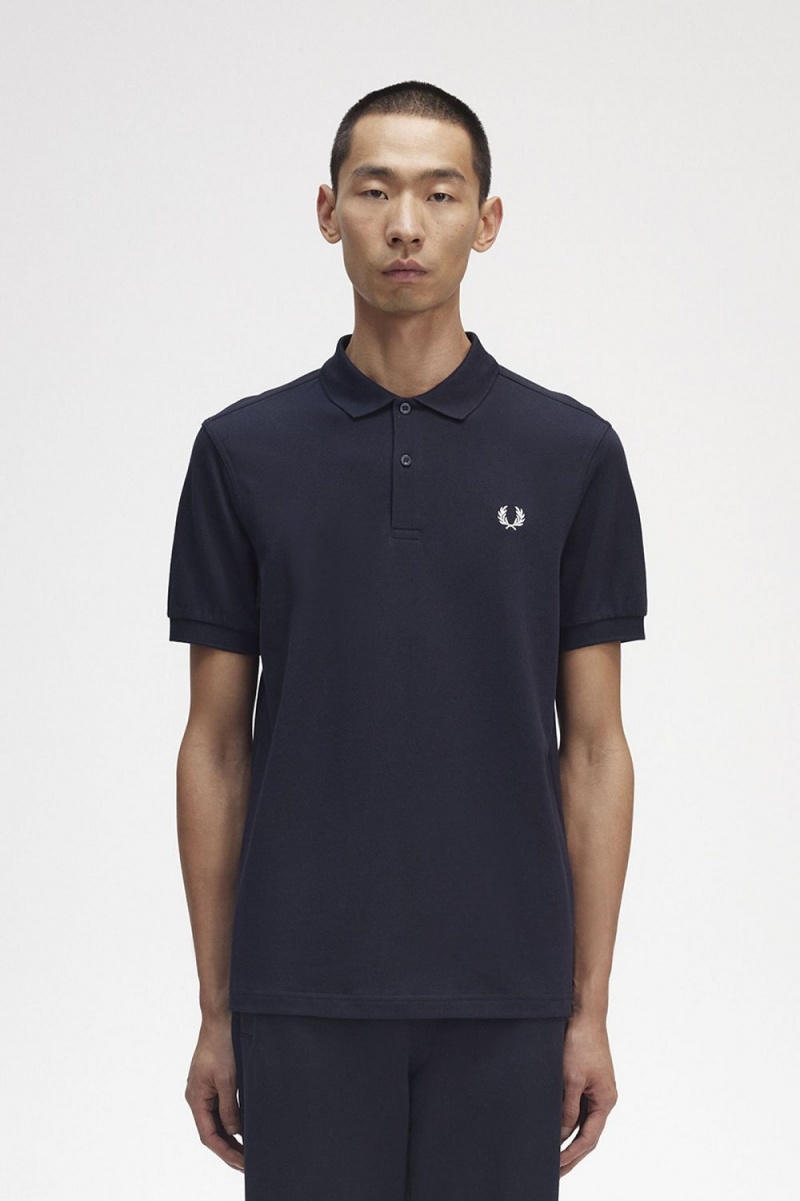 Fred Perry M6000 Men\'s Shirt Navy Snow White | WPVRF3872