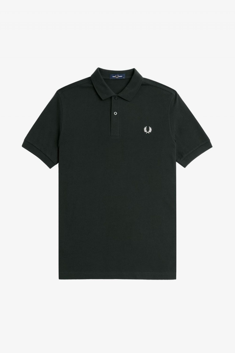 Fred Perry M6000 Men's Shirt Night Green Snow White | HUZYV6127