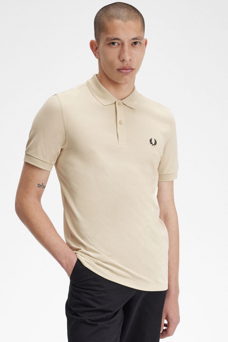 Fred Perry M6000 Men's Shirt Oatmeal Black | YGPEL1324