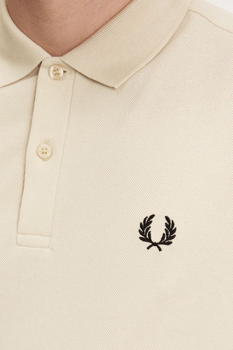 Fred Perry M6000 Men's Shirt Oatmeal Black | YGPEL1324