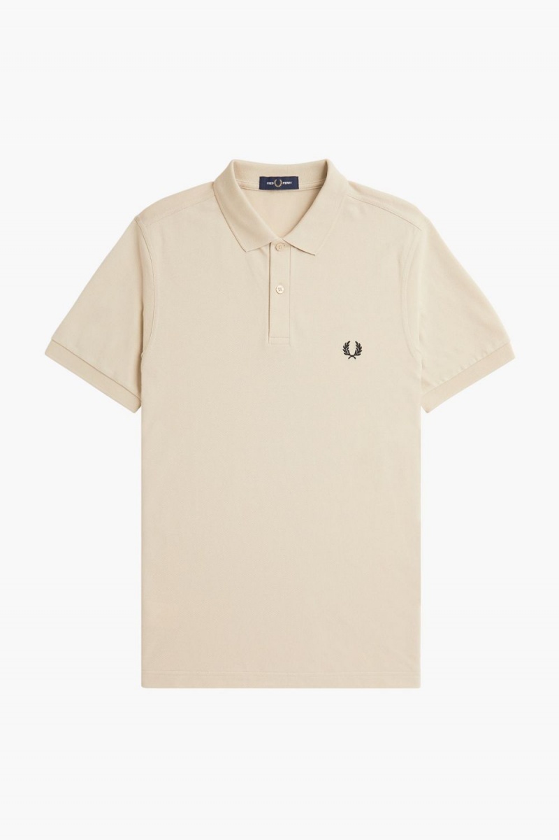 Fred Perry M6000 Men's Shirt Oatmeal Black | YGPEL1324