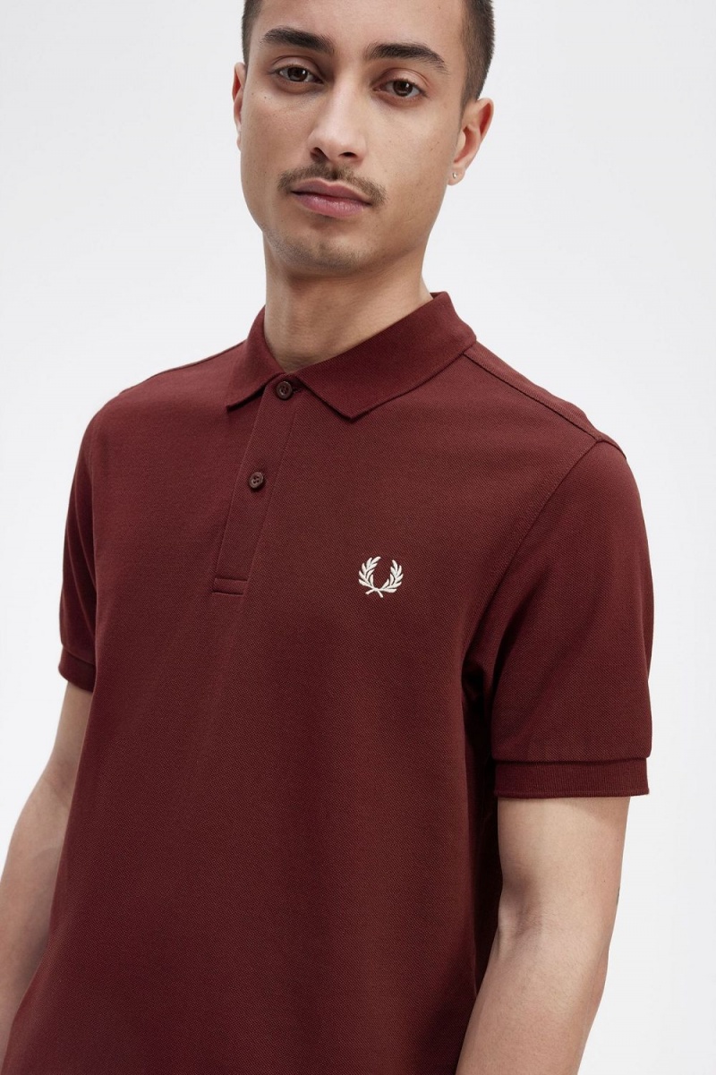 Fred Perry M6000 Men's Shirt Oxblood Beige | NASLZ3109