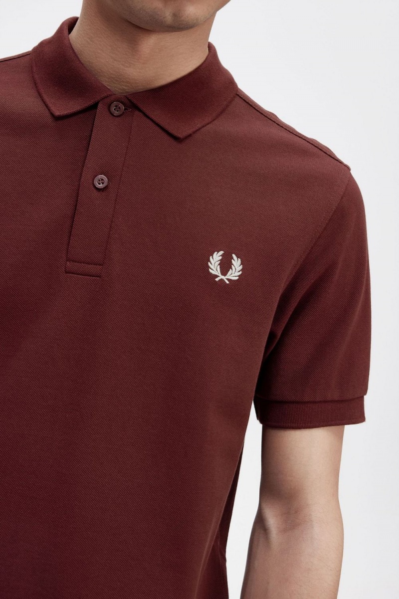 Fred Perry M6000 Men's Shirt Oxblood Beige | NASLZ3109