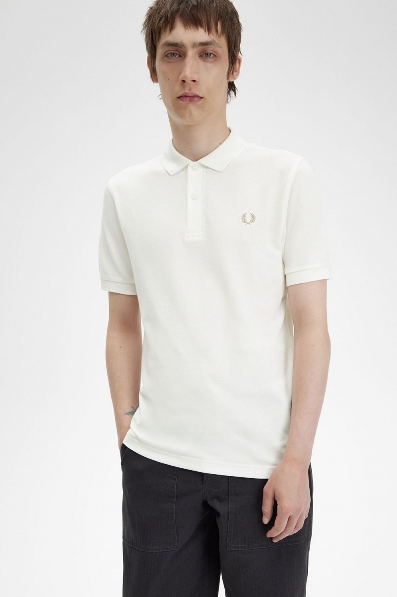 Fred Perry M6000 Men's Shirt Snow White Green | OHDGX3091