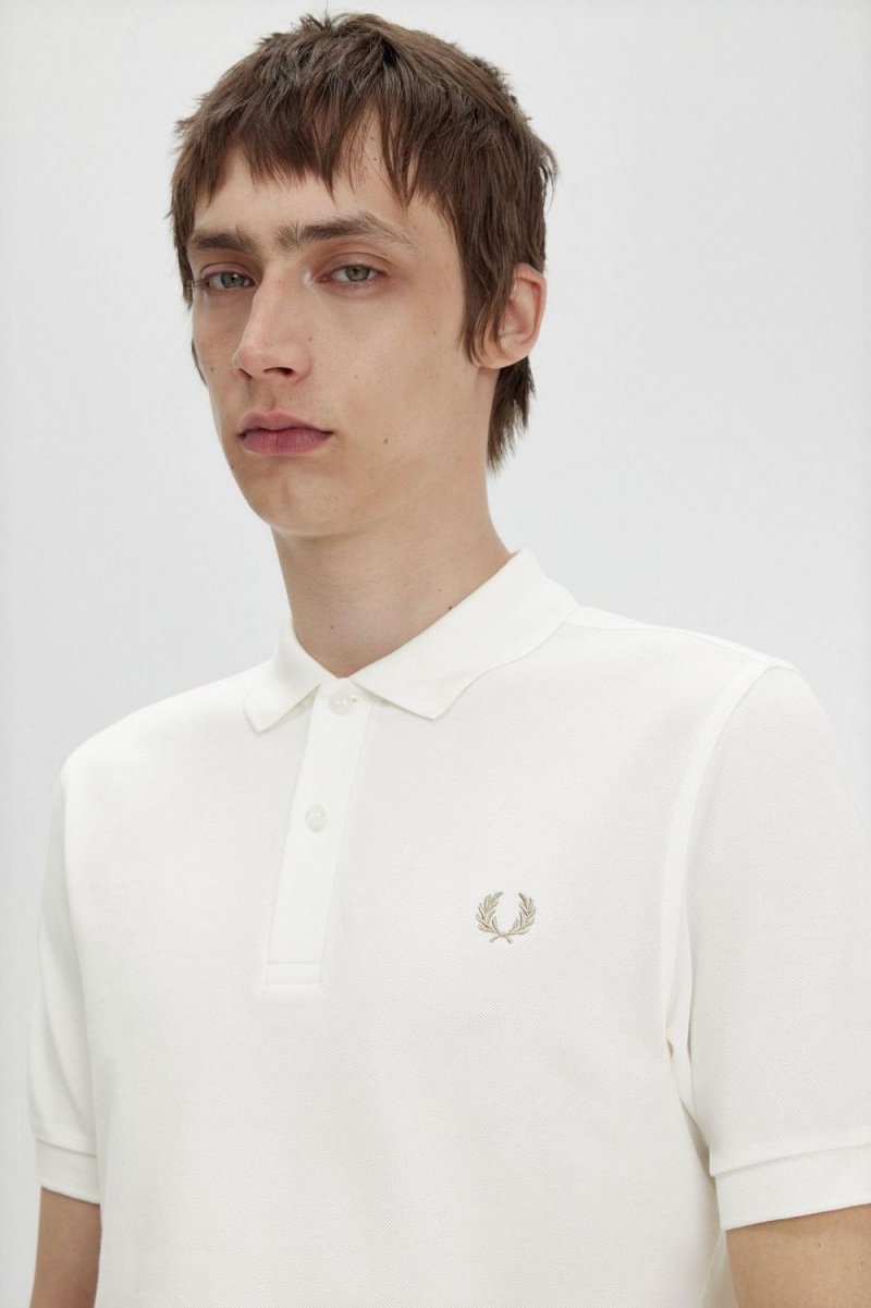 Fred Perry M6000 Men's Shirt Snow White Green | OHDGX3091