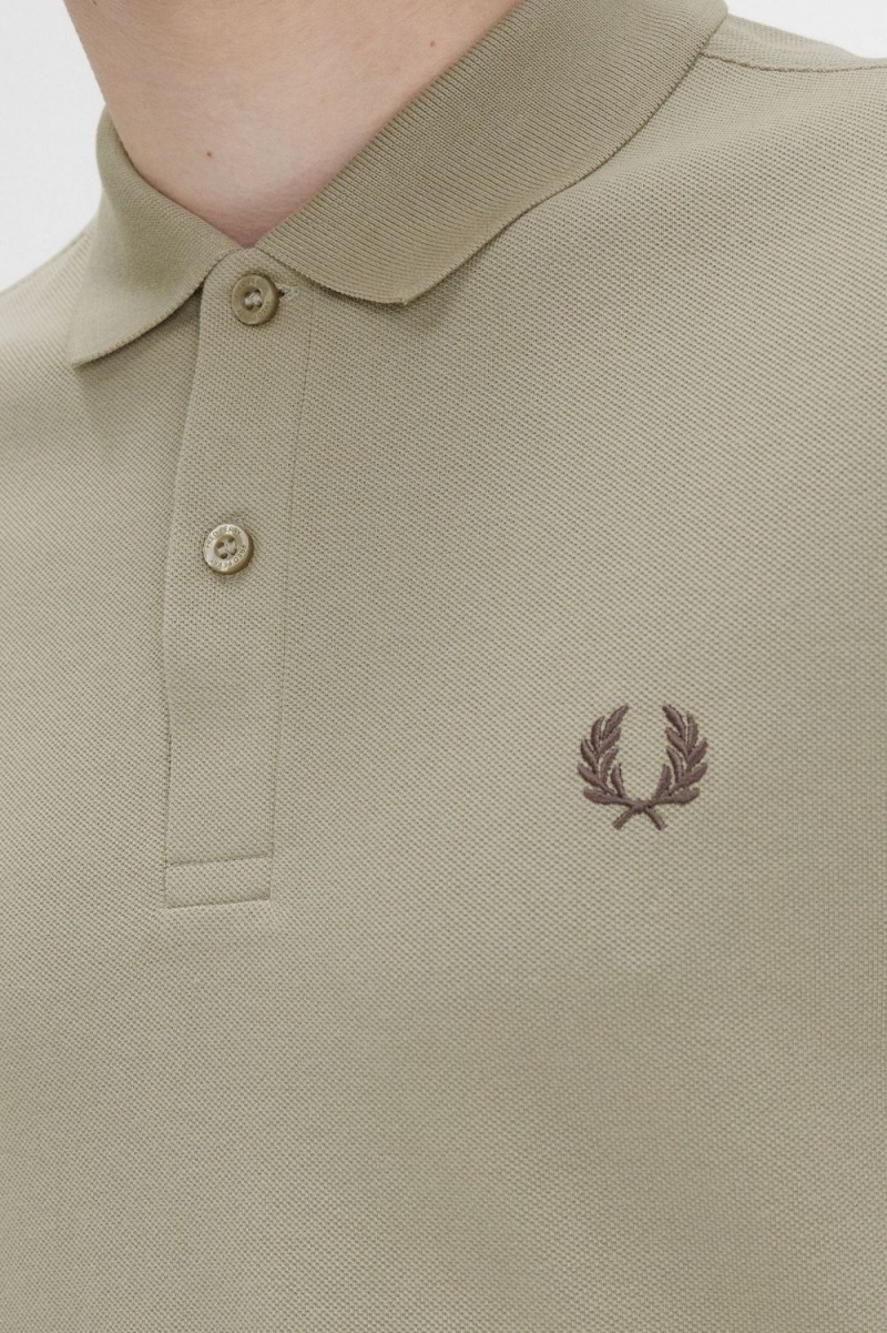 Fred Perry M6000 Men's Shirt Warm Grey Dark Red | NRPUV5041