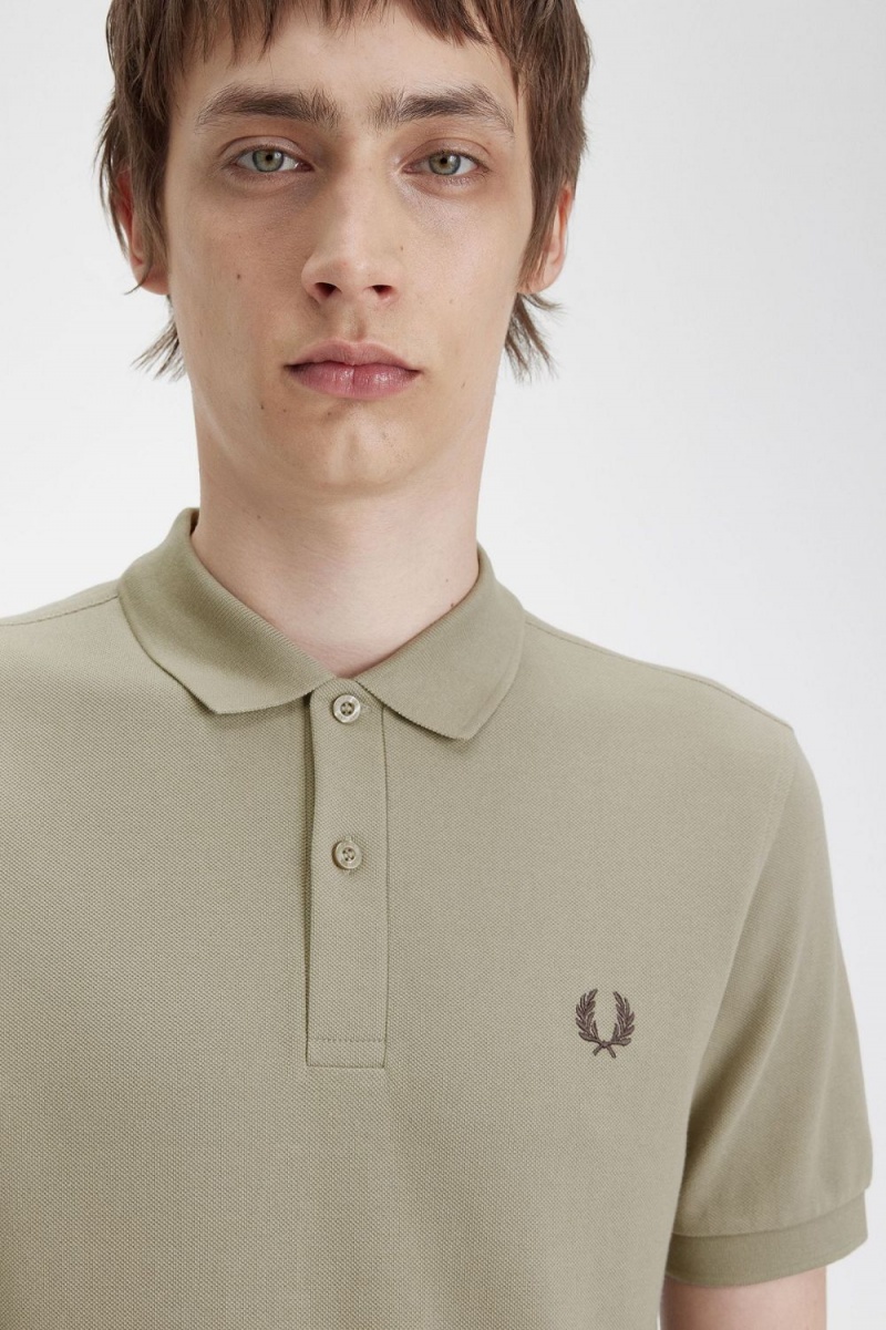 Fred Perry M6000 Men's Shirt Warm Grey Dark Red | NRPUV5041