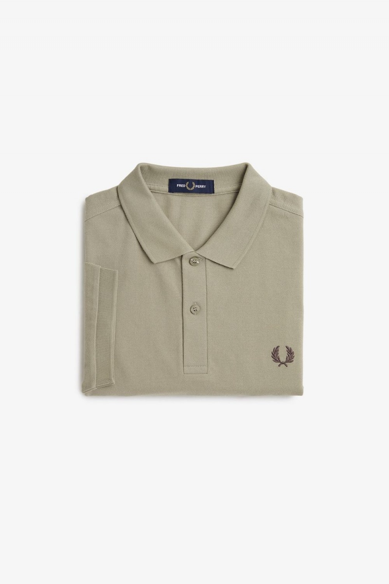 Fred Perry M6000 Men's Shirt Warm Grey Dark Red | NRPUV5041