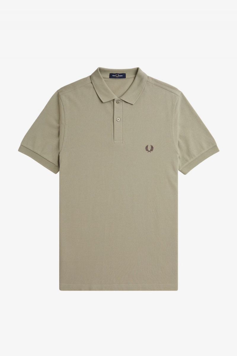 Fred Perry M6000 Men's Shirt Warm Grey Dark Red | NRPUV5041