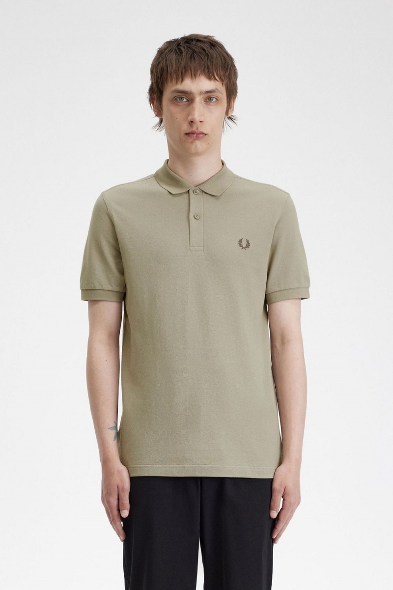 Fred Perry M6000 Men\'s Shirt Warm Grey Dark Red | NRPUV5041