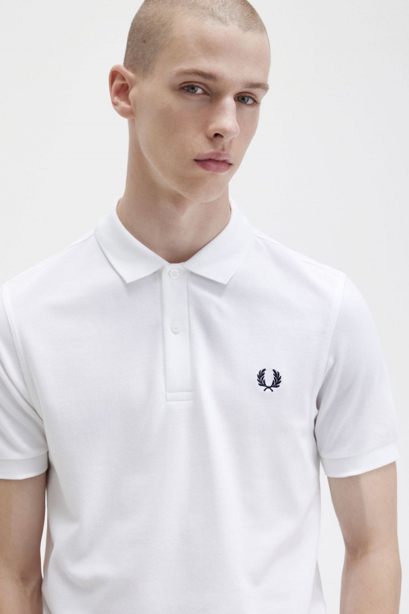 Fred Perry M6000 Men's Shirt White Navy | UICRY1572