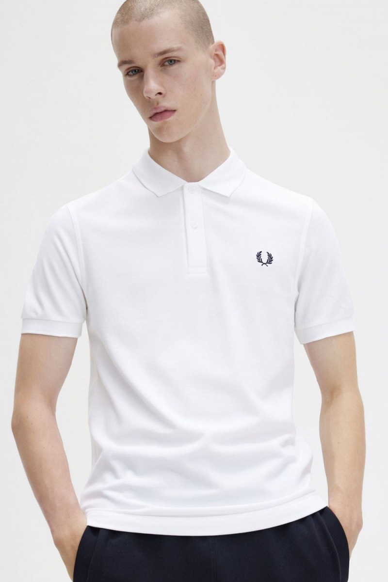 Fred Perry M6000 Men's Shirt White Navy | UICRY1572