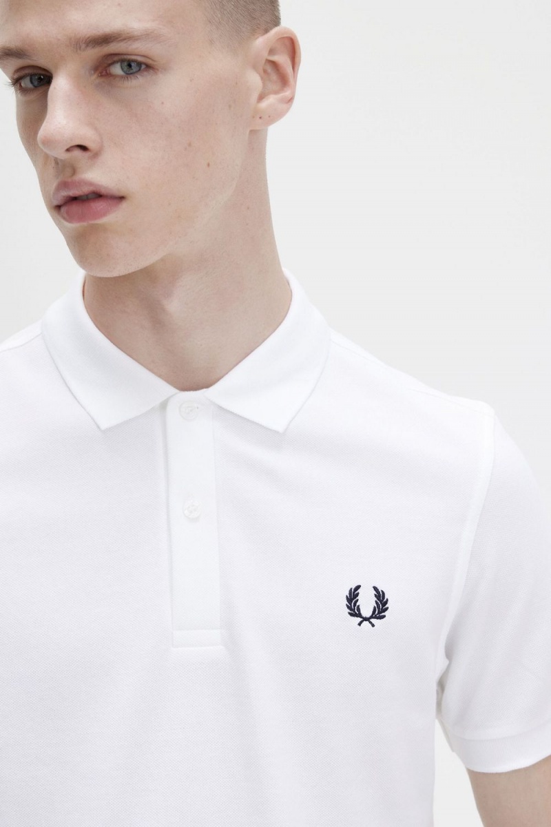 Fred Perry M6000 Men's Shirt White Navy | UICRY1572