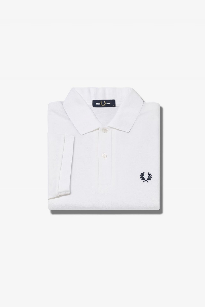 Fred Perry M6000 Men's Shirt White Navy | UICRY1572