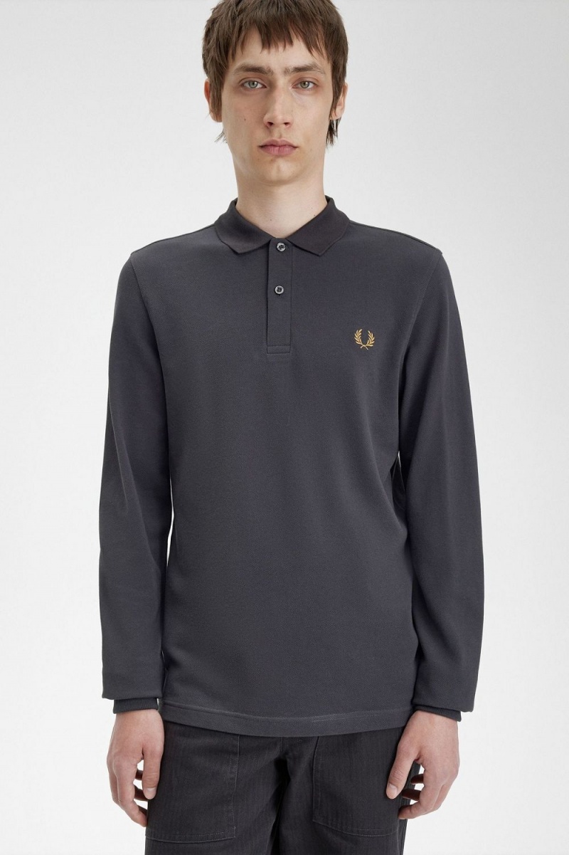 Fred Perry M6006 Men's Shirt Anchor Grey Dark Coffee | GCODA1520