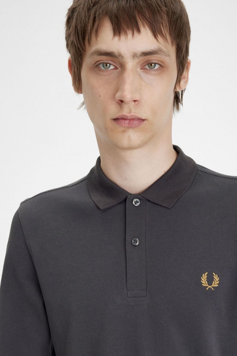 Fred Perry M6006 Men's Shirt Anchor Grey Dark Coffee | GCODA1520