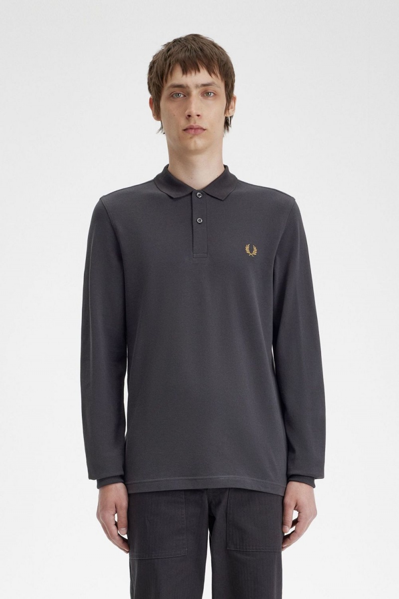 Fred Perry M6006 Men\'s Shirt Anchor Grey Dark Coffee | GCODA1520