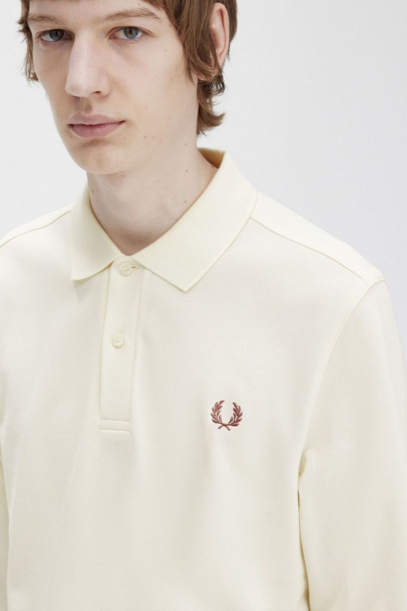 Fred Perry M6006 Men's Shirt Beige Whisky Brown | MWOIX6259