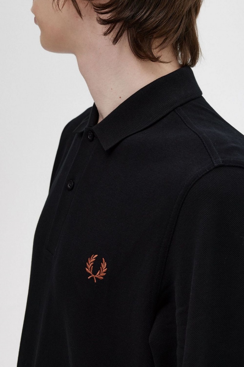 Fred Perry M6006 Men's Shirt Black Whisky Brown | MAVFG2073