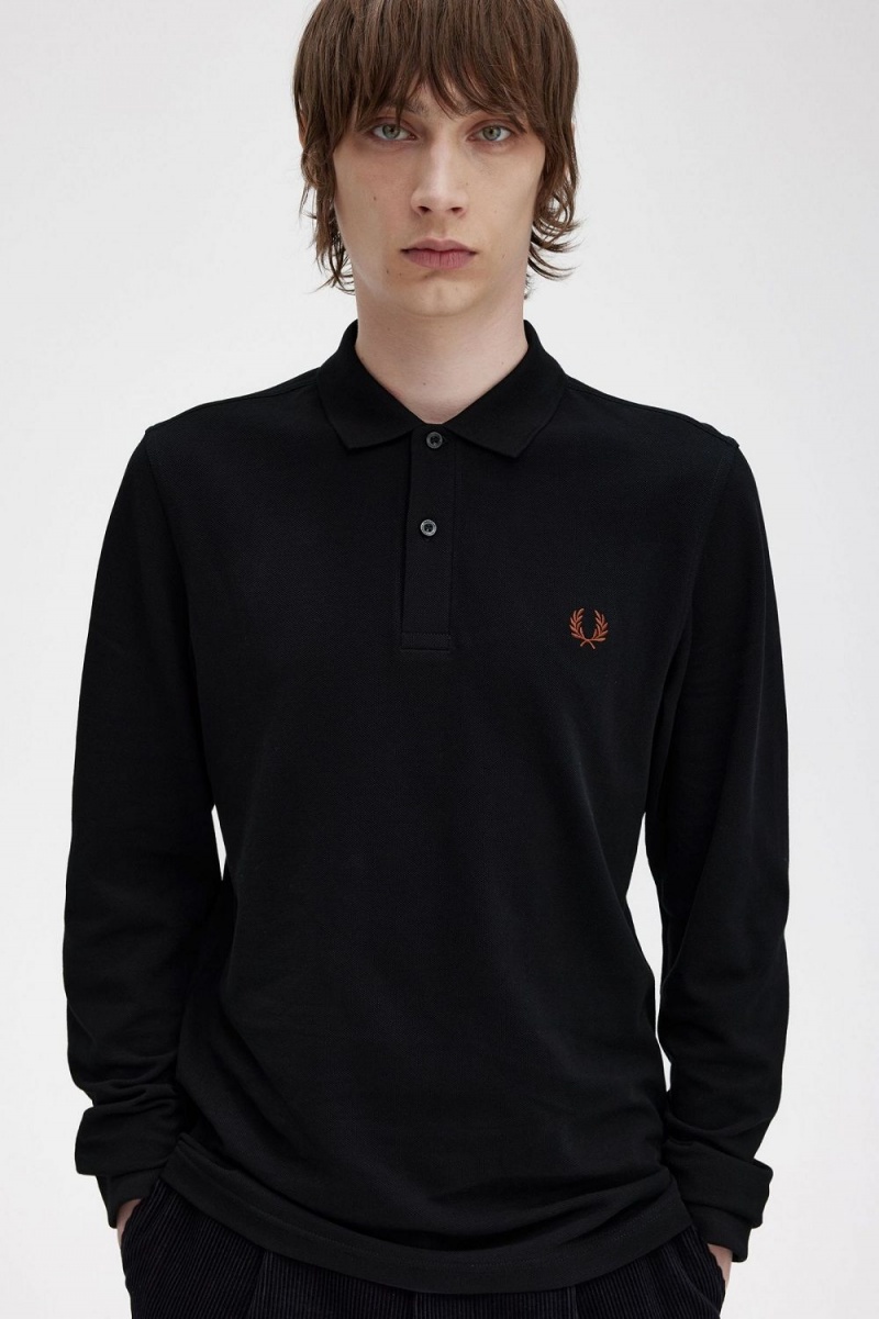 Fred Perry M6006 Men's Shirt Black Whisky Brown | MAVFG2073