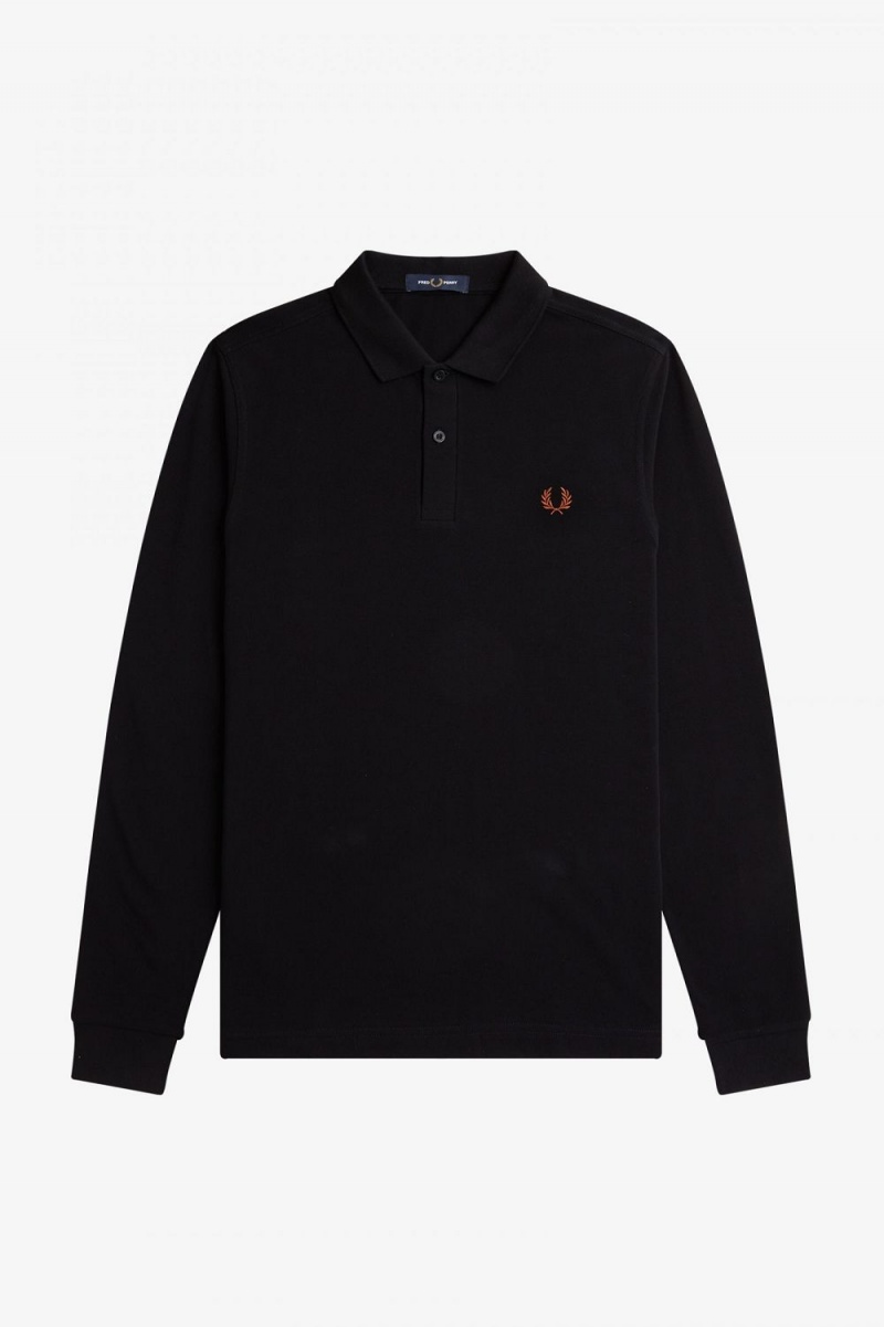 Fred Perry M6006 Men's Shirt Black Whisky Brown | MAVFG2073