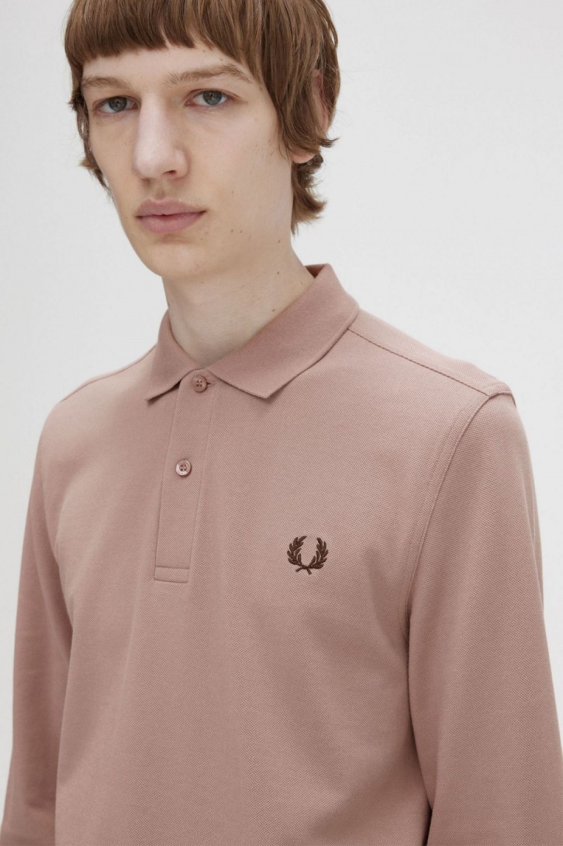 Fred Perry M6006 Men's Shirt Dark Pink Burnt Tobacco | HXGCF7439