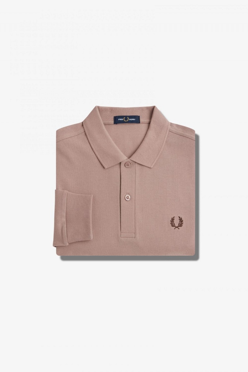 Fred Perry M6006 Men's Shirt Dark Pink Burnt Tobacco | HXGCF7439