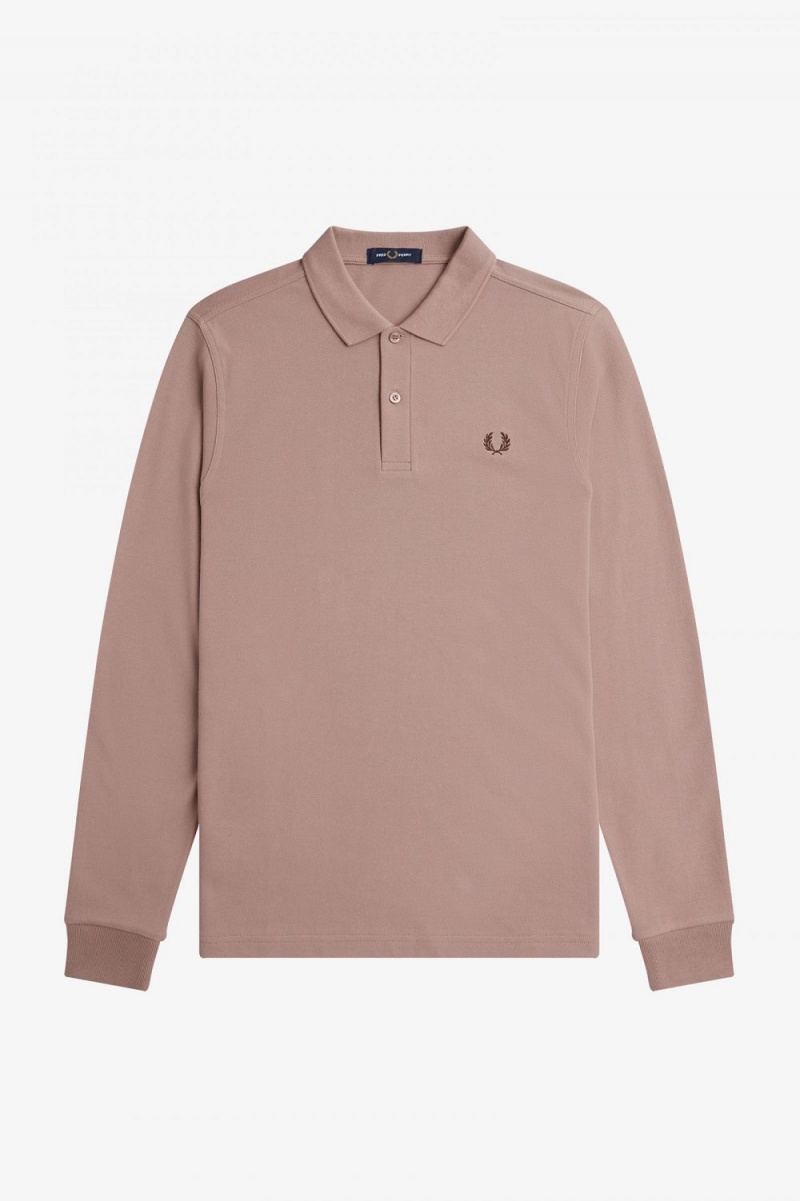 Fred Perry M6006 Men's Shirt Dark Pink Burnt Tobacco | HXGCF7439