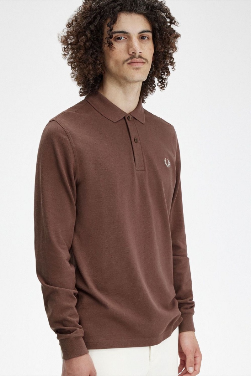 Fred Perry M6006 Men's Shirt Dark Red Warm Grey | KCSHW3187