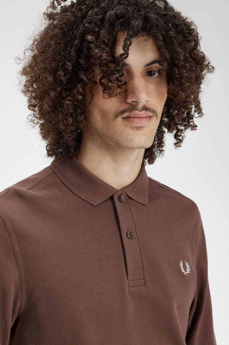 Fred Perry M6006 Men's Shirt Dark Red Warm Grey | KCSHW3187