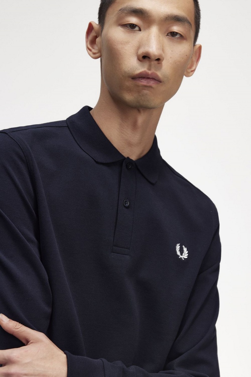 Fred Perry M6006 Men's Shirt Navy White | BHEMK4789