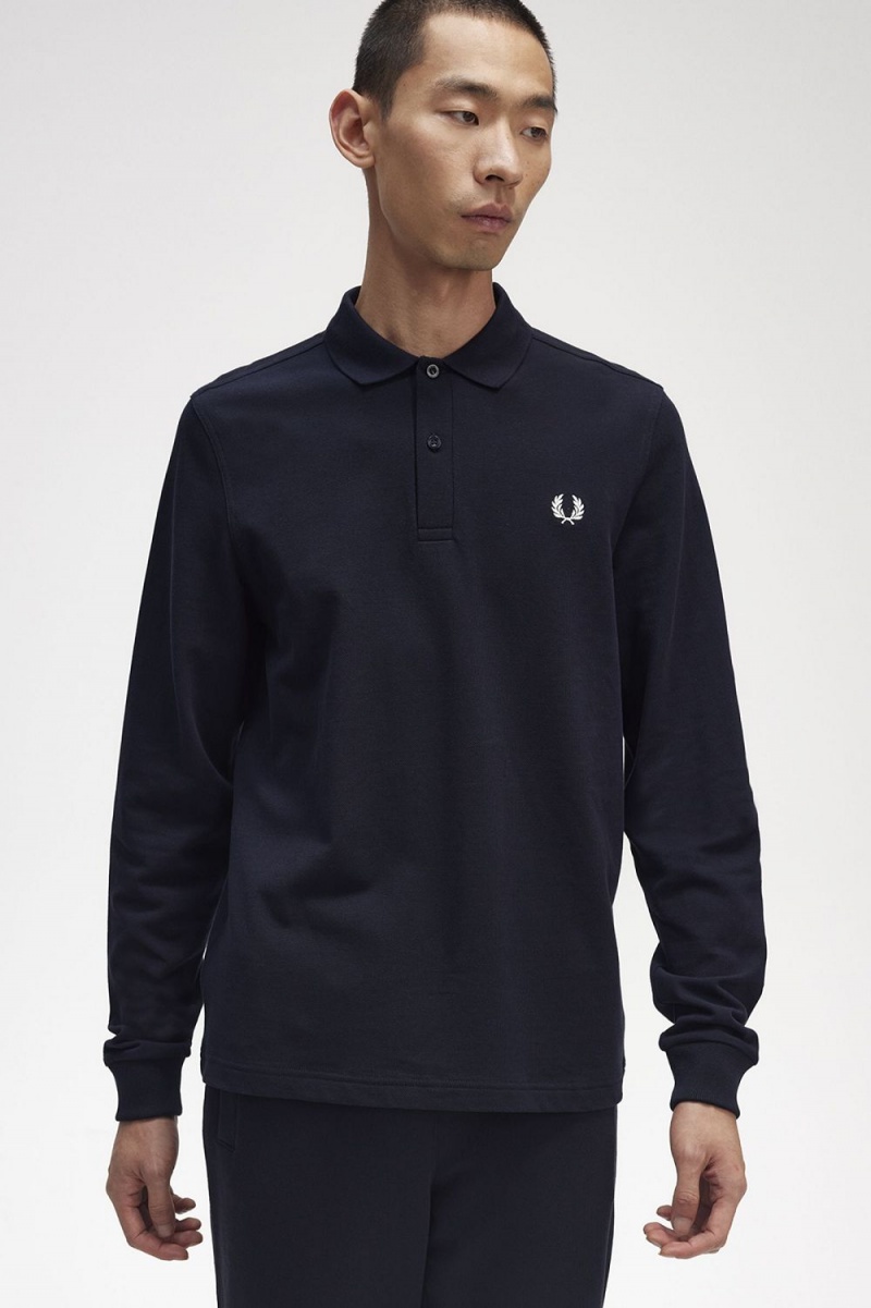 Fred Perry M6006 Men's Shirt Navy White | BHEMK4789