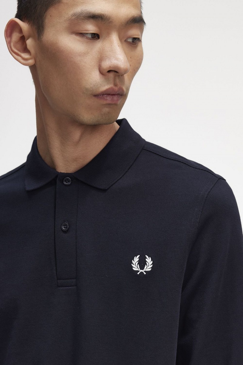 Fred Perry M6006 Men's Shirt Navy White | BHEMK4789