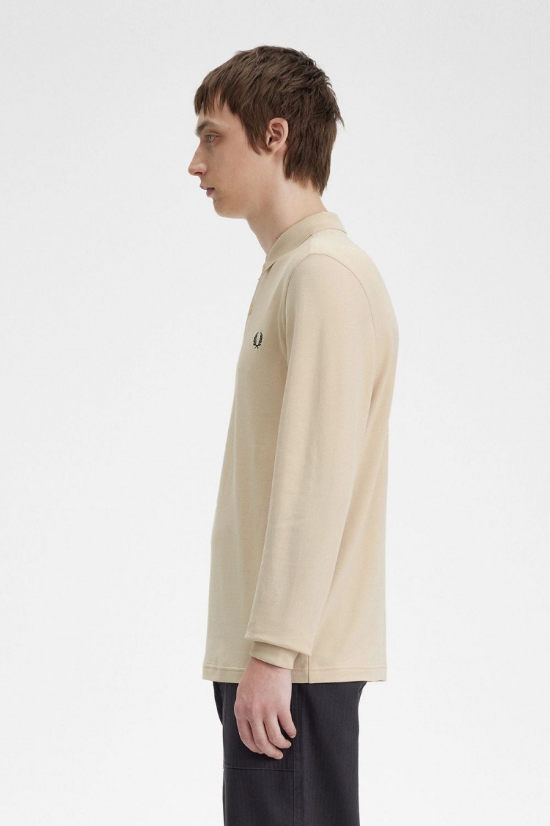 Fred Perry M6006 Men's Shirt Oatmeal Black | YSVTD2569