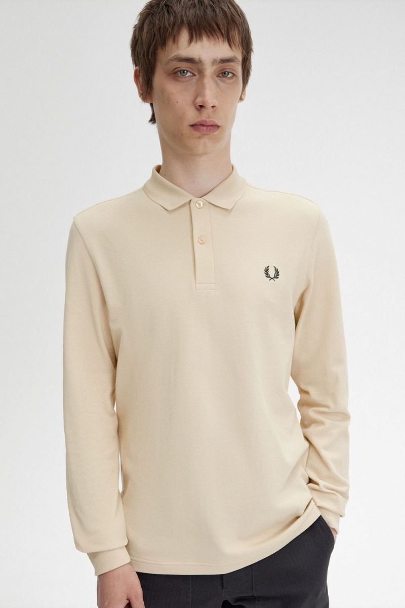 Fred Perry M6006 Men's Shirt Oatmeal Black | YSVTD2569