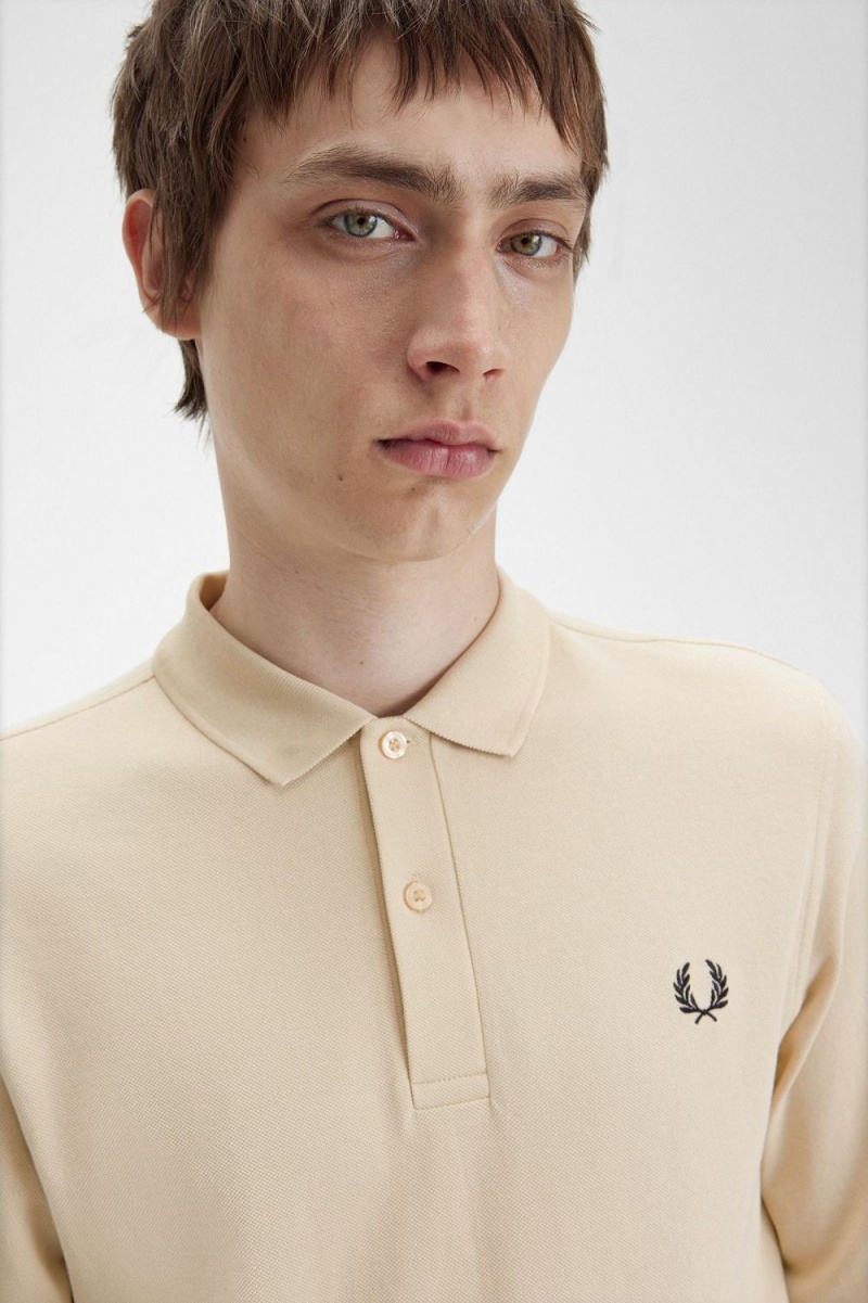 Fred Perry M6006 Men's Shirt Oatmeal Black | YSVTD2569