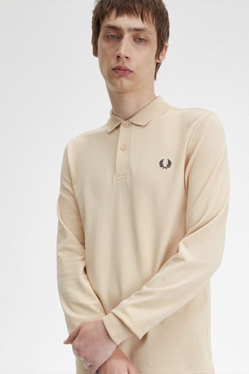 Fred Perry M6006 Men's Shirt Oatmeal Black | YSVTD2569