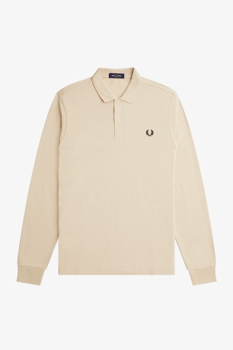 Fred Perry M6006 Men's Shirt Oatmeal Black | YSVTD2569