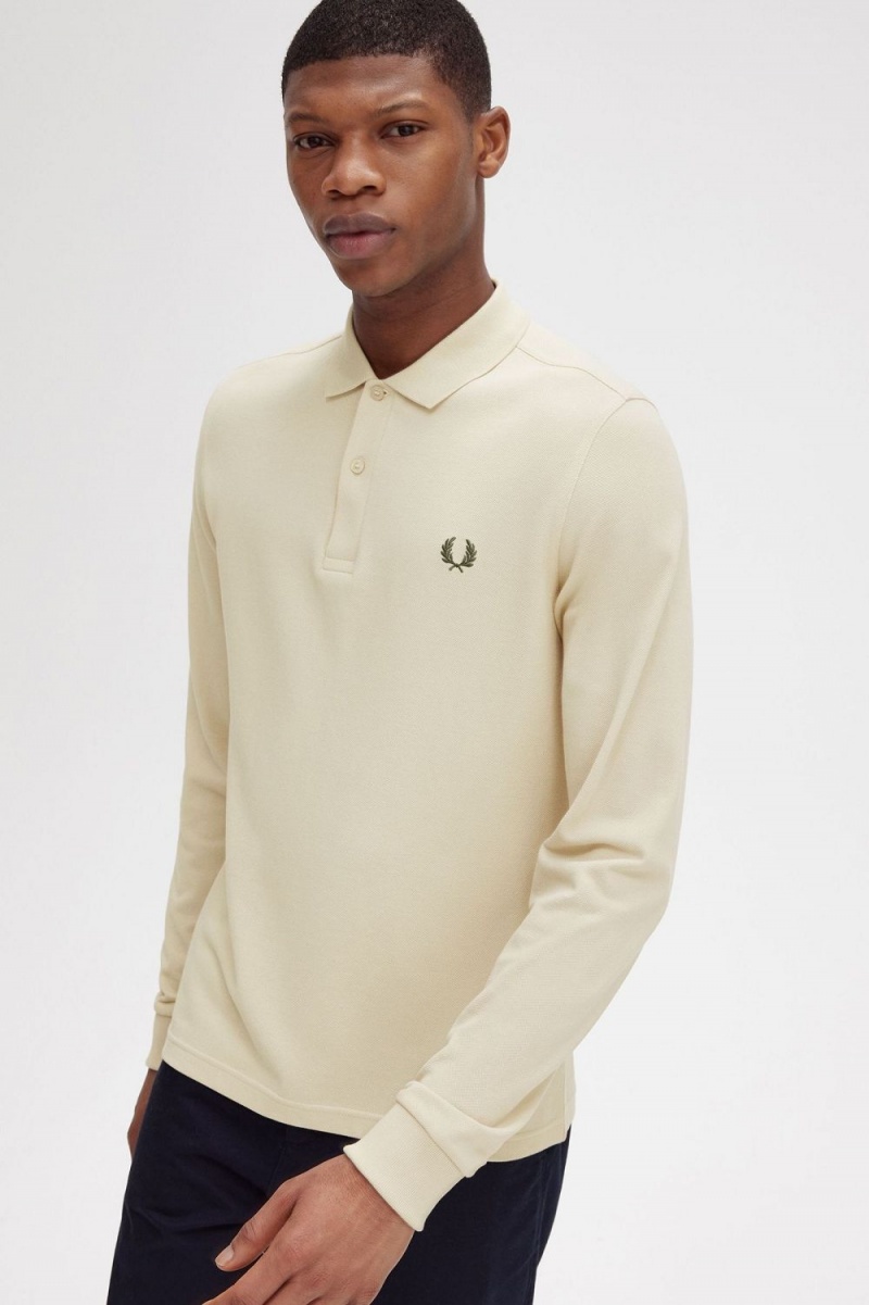 Fred Perry M6006 Men's Shirt Oatmeal Field Green | XSNVF4139