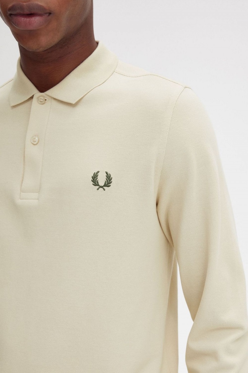 Fred Perry M6006 Men's Shirt Oatmeal Field Green | XSNVF4139