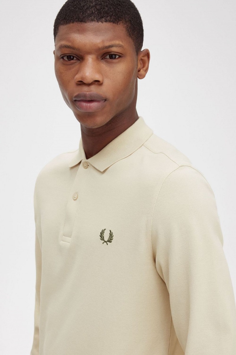 Fred Perry M6006 Men's Shirt Oatmeal Field Green | XSNVF4139