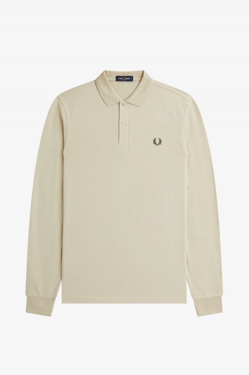 Fred Perry M6006 Men's Shirt Oatmeal Field Green | XSNVF4139