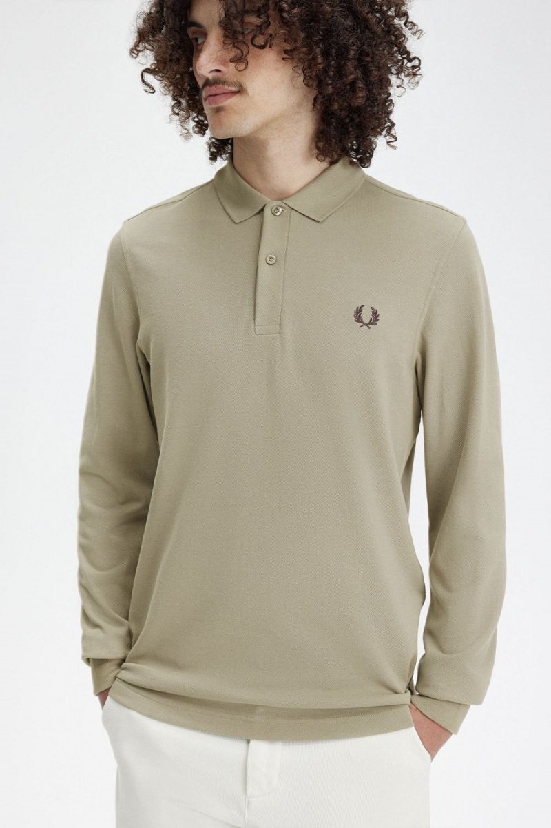 Fred Perry M6006 Men's Shirt Warm Grey Dark Red | FXZLB5849