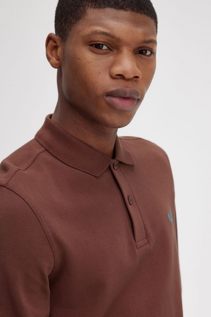 Fred Perry M6006 Men's Shirt Whisky Brown Deep Mint | UDPQW2780